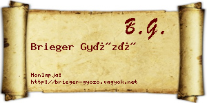Brieger Győző névjegykártya